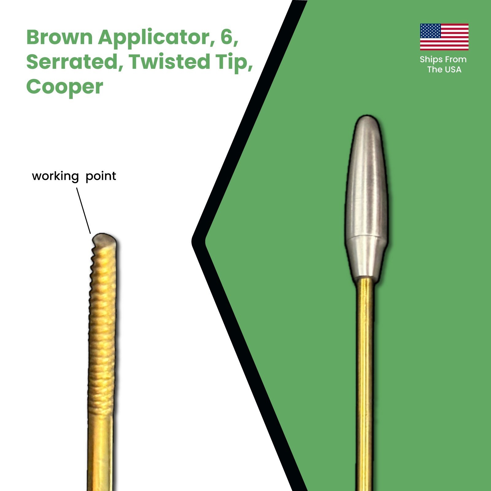 Brown Applicator, 6, Serrated, Twisted Tip, Cooper