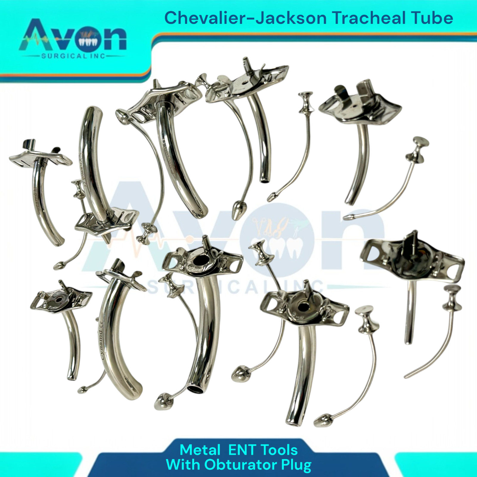 Jackson Tracheal Cannula Tube with Obturator Plug, Metal, Tracheostomy Tool, 1pc