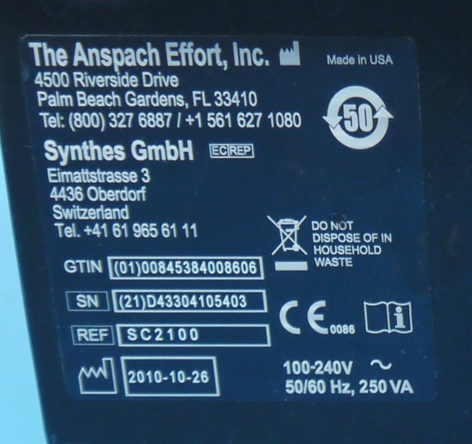 Anspach SC2100 High-Speed Electrical Surgical Console w/ E-FP Footswitch