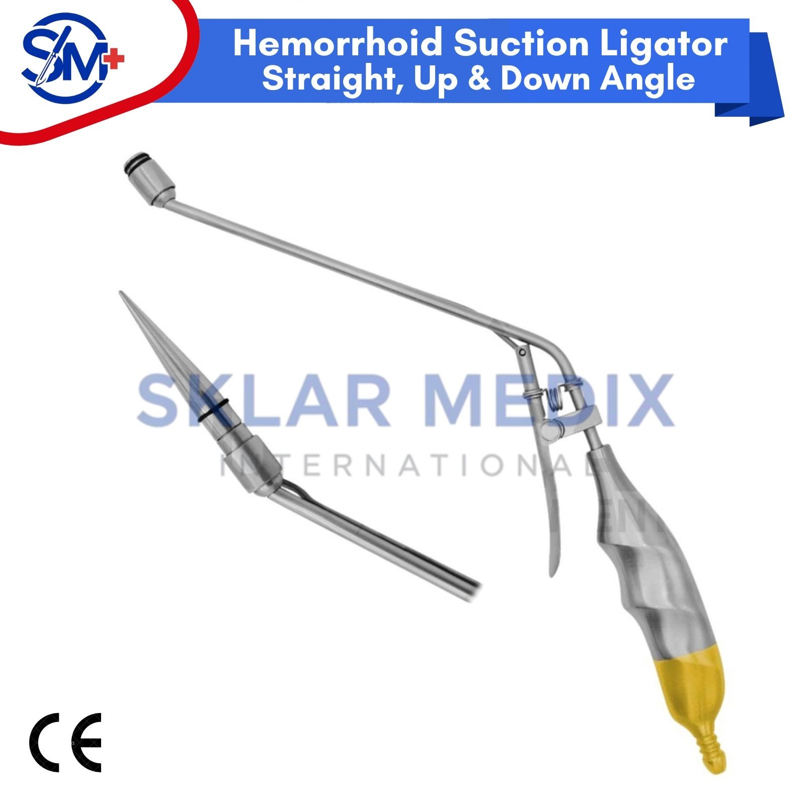 Hemorrhoid Suction Ligator Straight Up Down & 100 Latex Band Surgical Instrument