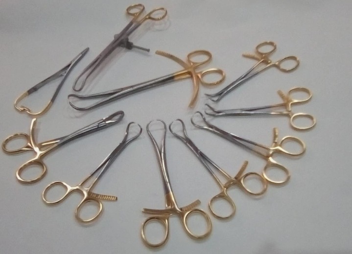 Orthopedic Bone Reduction _ Holding Forceps With Gold Surgical Instr 10 PCS Set