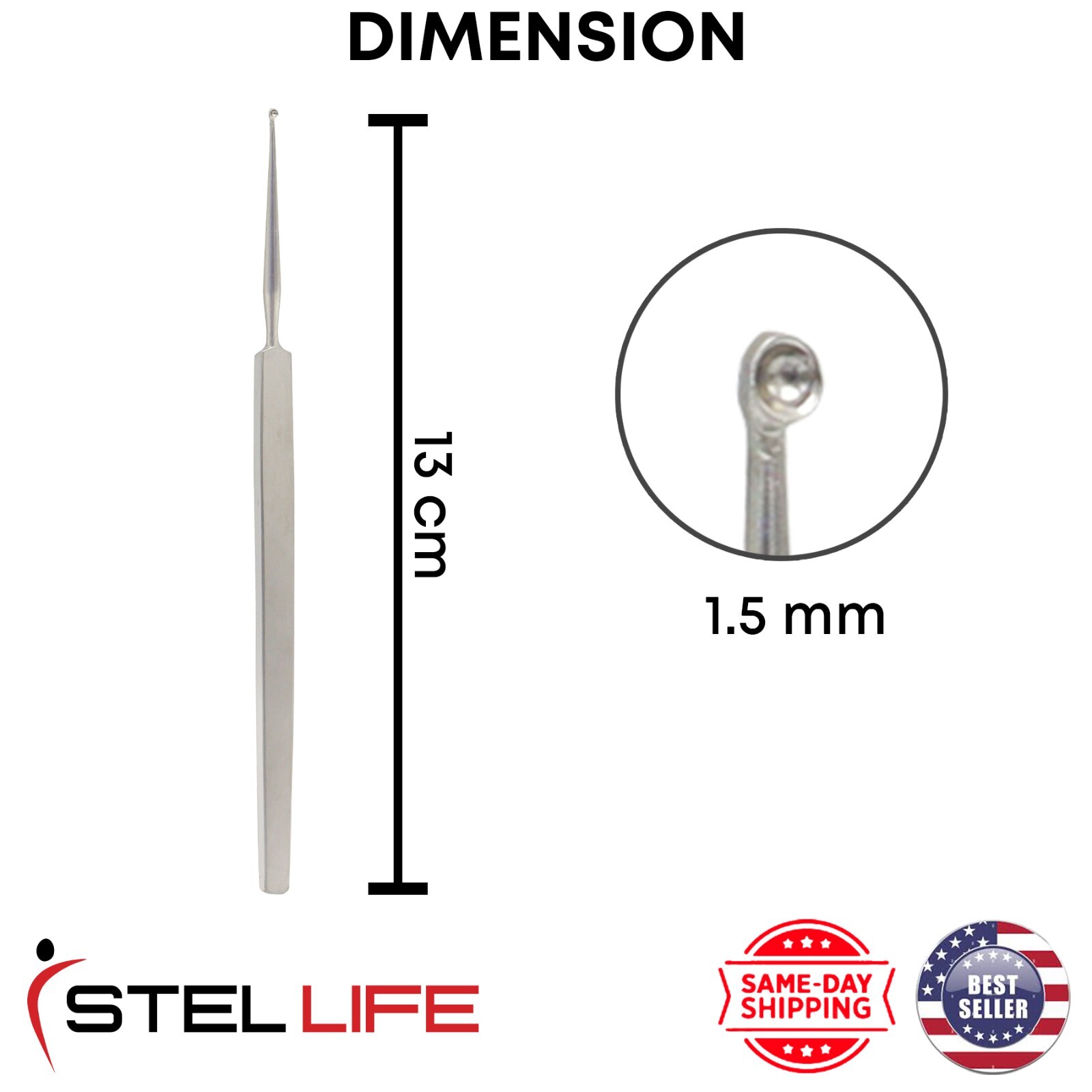 Herba Chalazion Curette 1.5mm fig 1 Premium Stainless Steel Ophthalmic Eye Tools