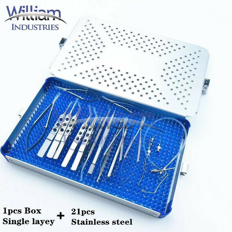21pcs Ophthalmic Cataract Eye Micro Surgery Surgical Instruments with case box