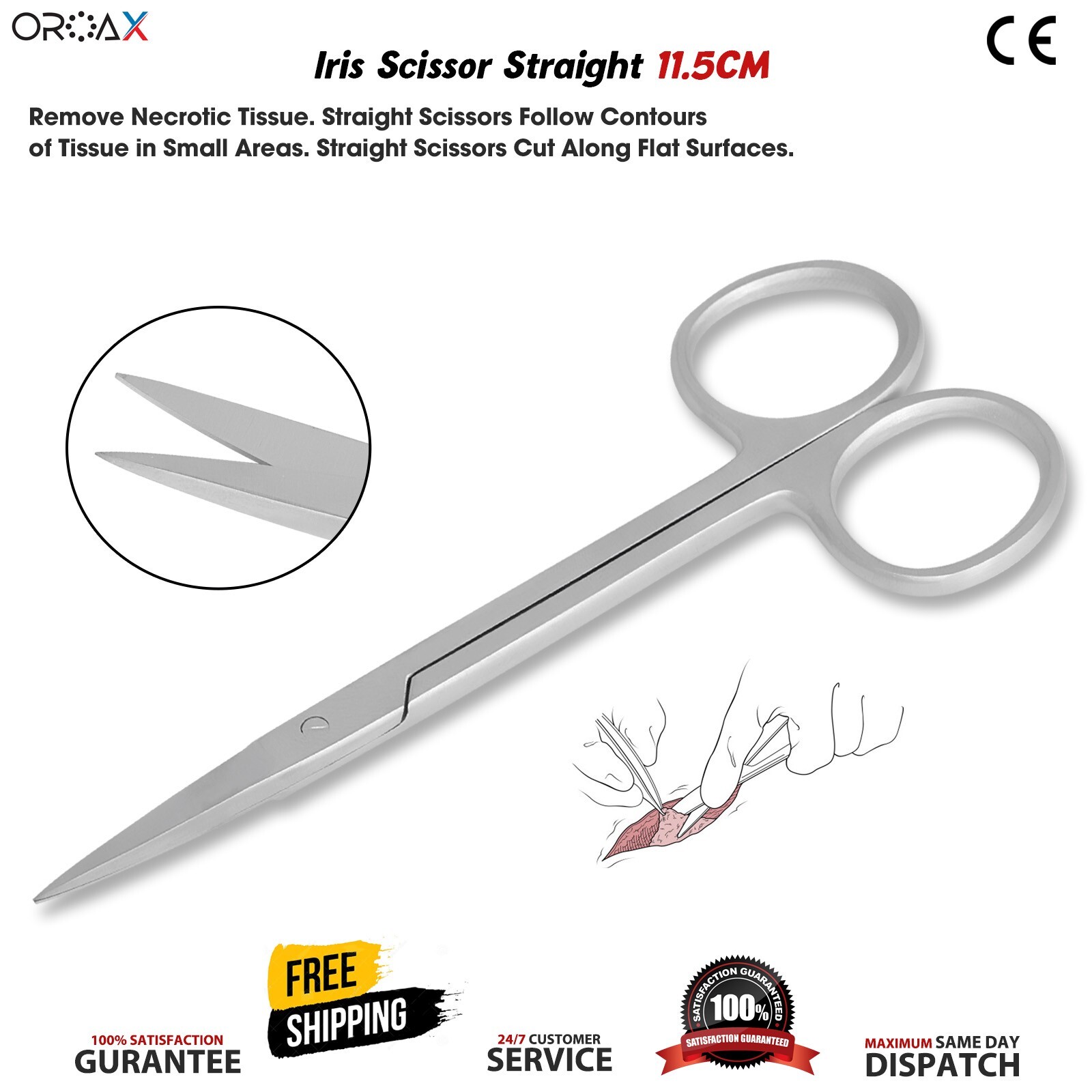 Tijeras para encías, iris, dentales, tijeras quirúrgicas rectas y afiladas OROAX