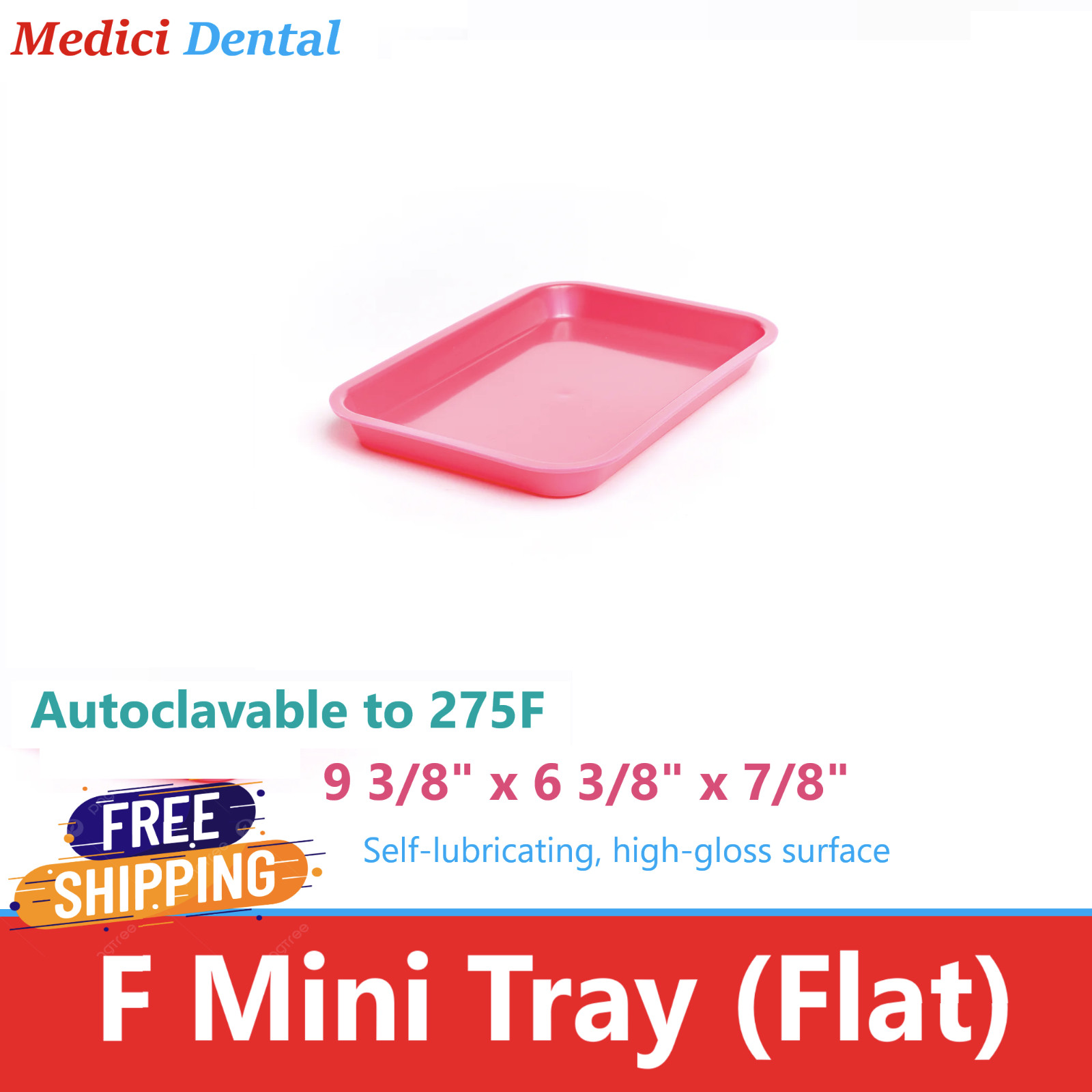 4/Pack – Dental Procedure Set Up Flat Tray Size F (MINI) -Autoclavable 275F