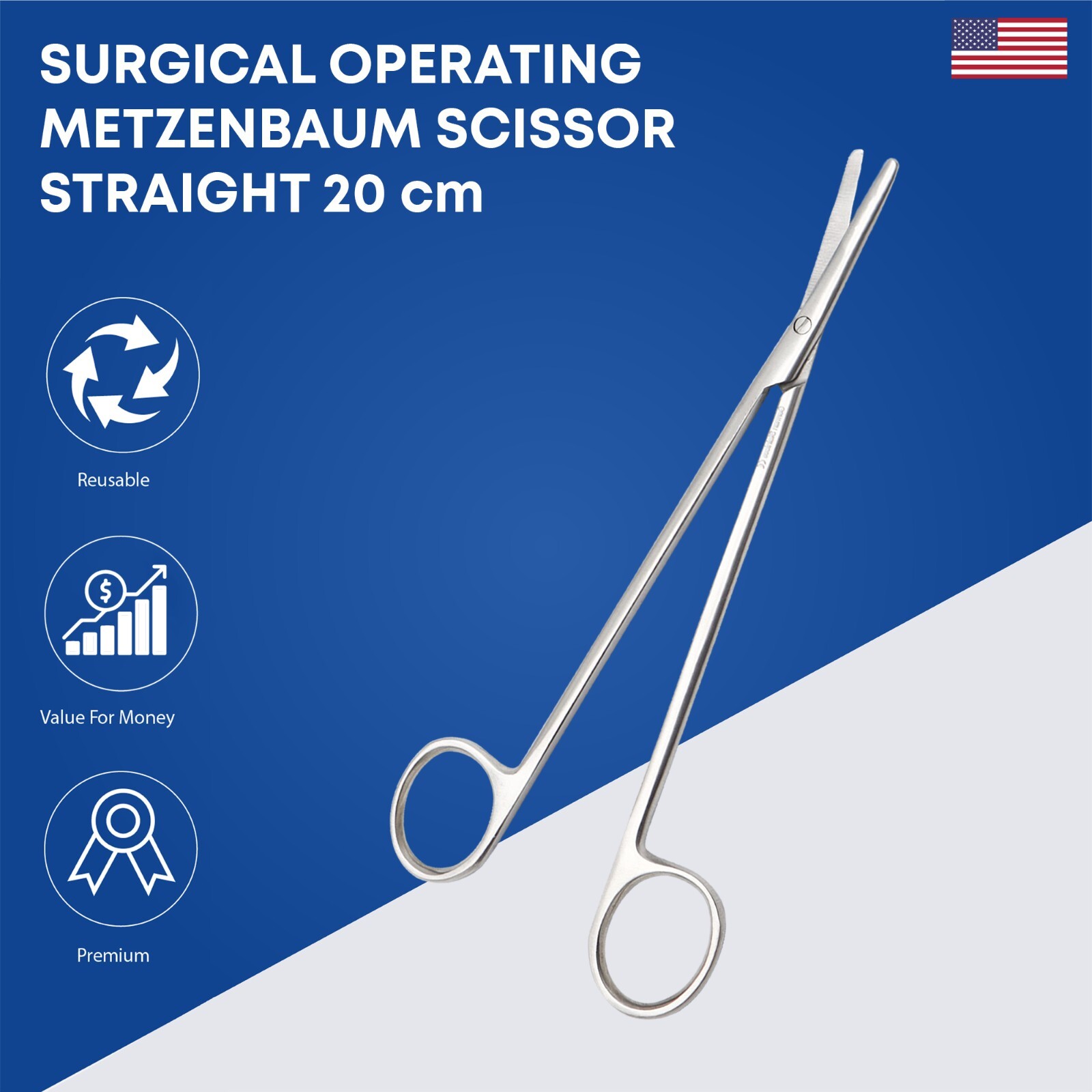 Surgical Operating Metzenbaum Scissor Straight 20 cm Premium Surgical Tools
