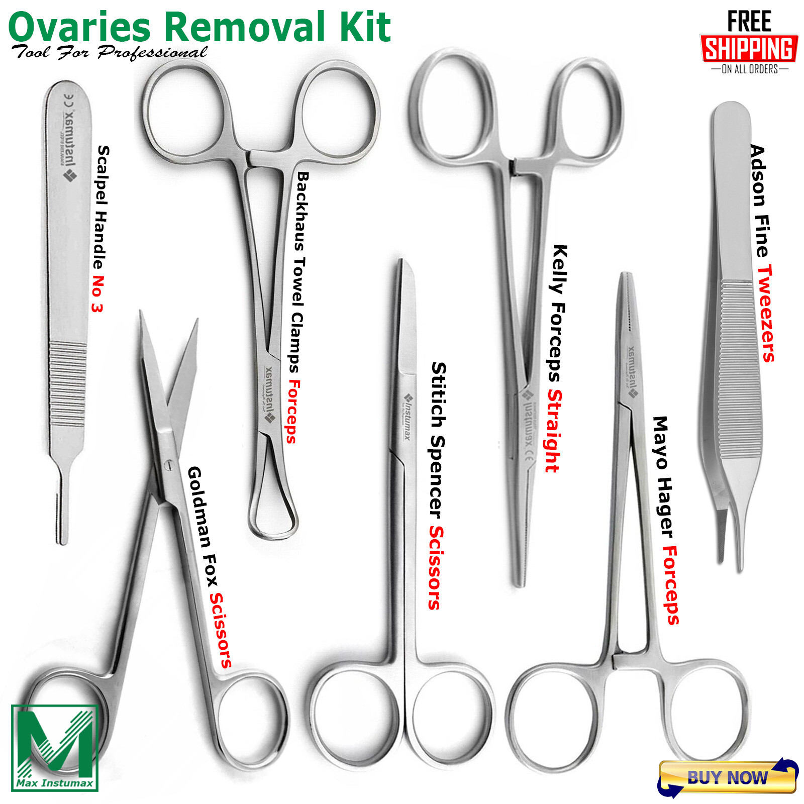 Veterinary Spay Kit Canine Bitch Ovaries Removal Surgical Neuter Instruments