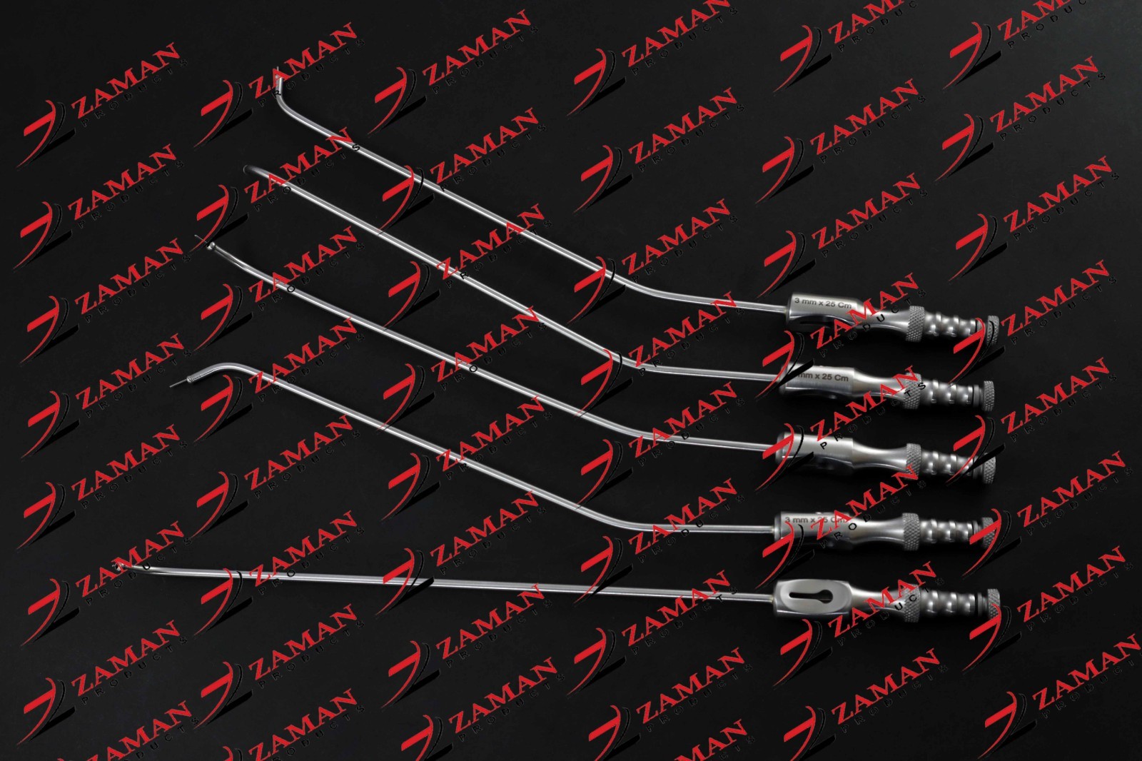 Suction Cannulas With Ball Tip 3 mm x 25 Cm Up,Down,Left,Right 5 PCs Set By ZP