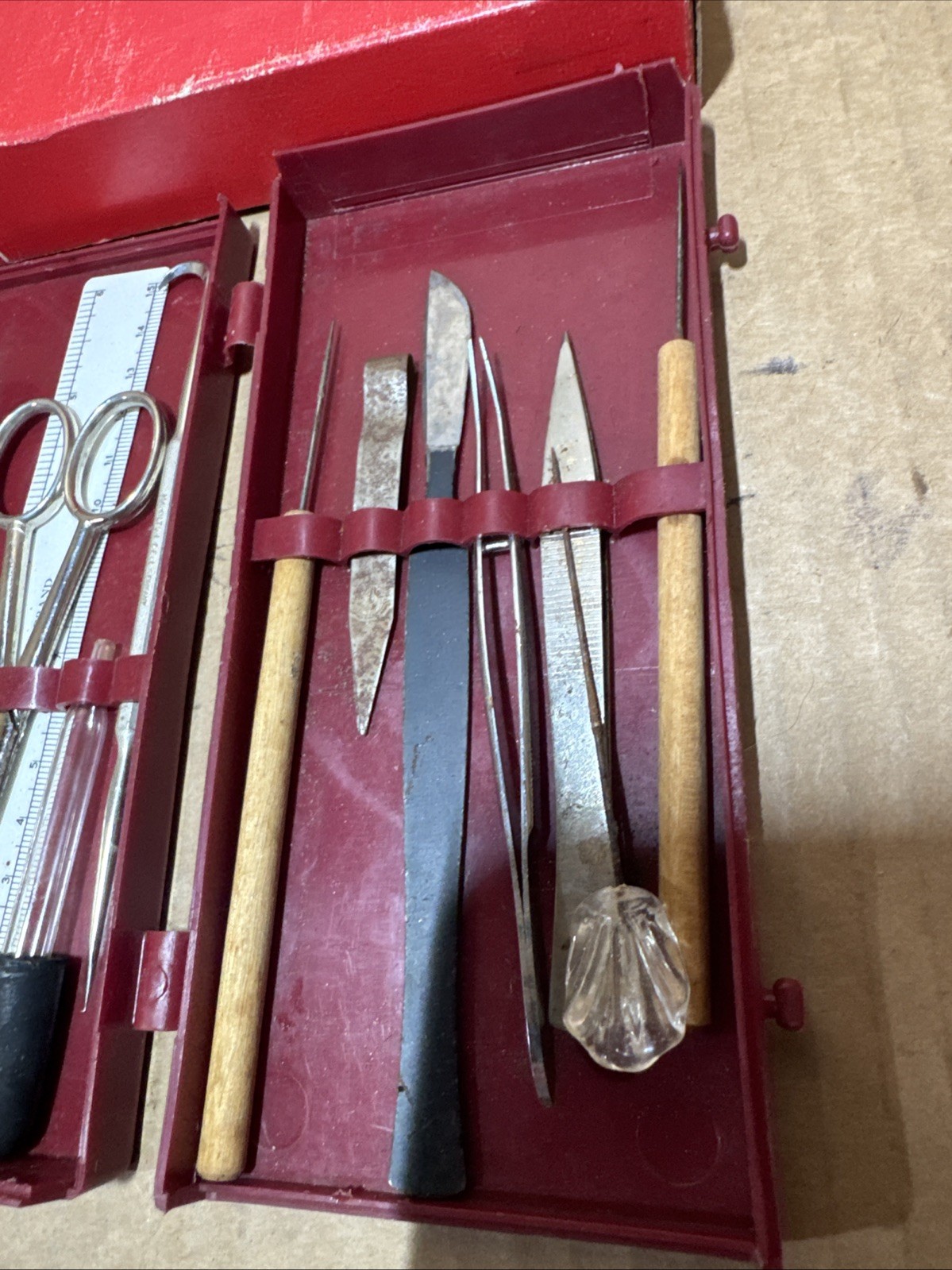 Vintage Clay – Adams Dissecting Kit No 200 Scalpel Forceps Scissors Probe USA