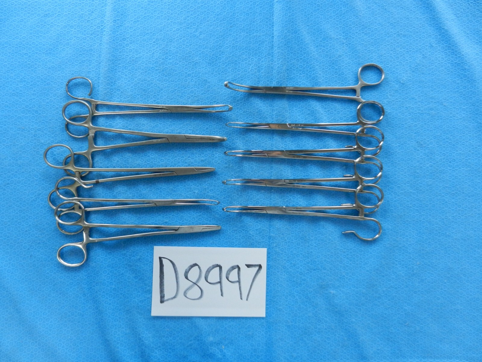 D8997 Jarit V.Mueller Pilling Lot of 10 Curved/Straight Forceps Approx. 18cm