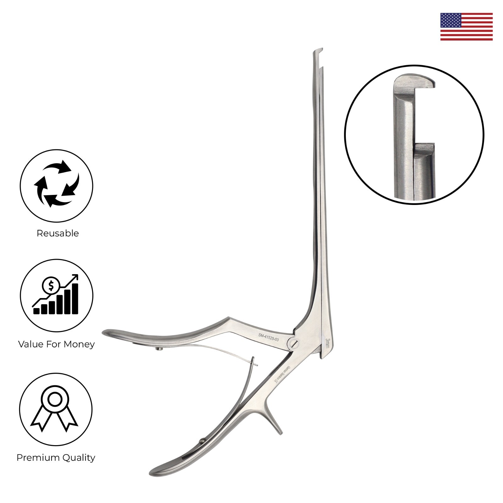 Colclough Rongeur 20 cm 3mm Up Stainless Steel Surgical Insturments