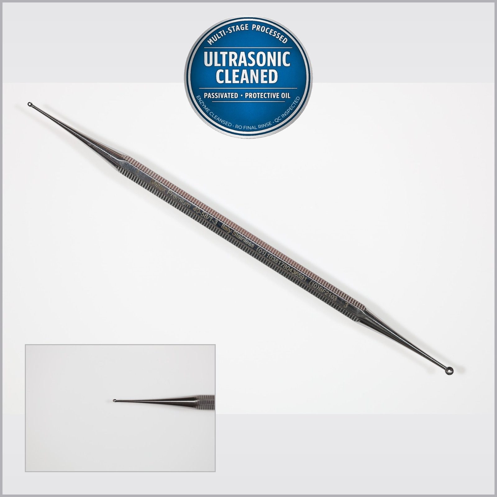 Miltex 40-58/1-3 Curette Excavator, Straight, Double-Ended, Fenestrated, 5-1/2in