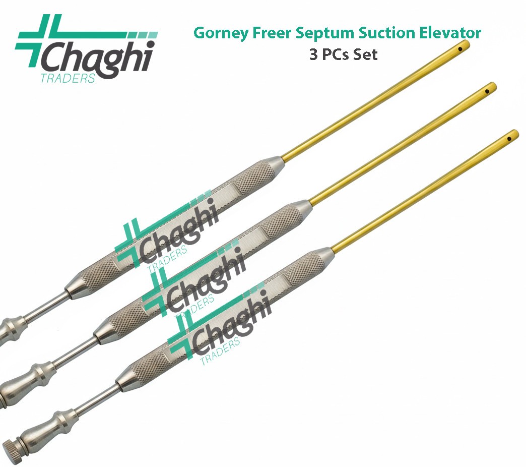 Gorney Freer Septum Suction Elevator 3 PCs Set ENT Plastic Surgery Endoscopic CT
