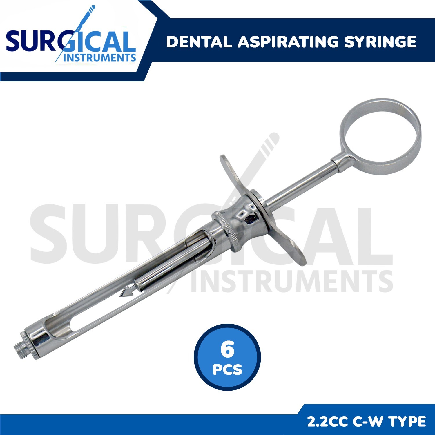 6 Pcs Dental Aspirating Syringe 2.2cc Dentist Surgical Instruments German Grade
