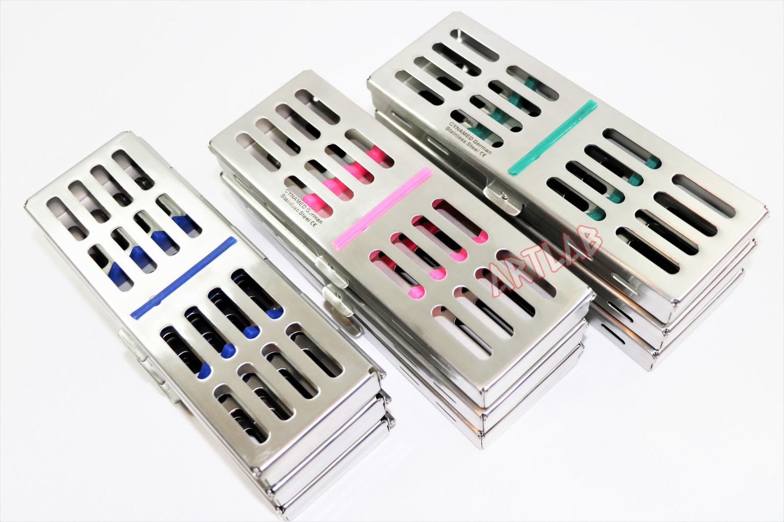 SET OF 9 STERILIZATION CASSETTES FOR 5 INSTRUMENTS SURGICAL DENTAL AUTOCLAVABLE