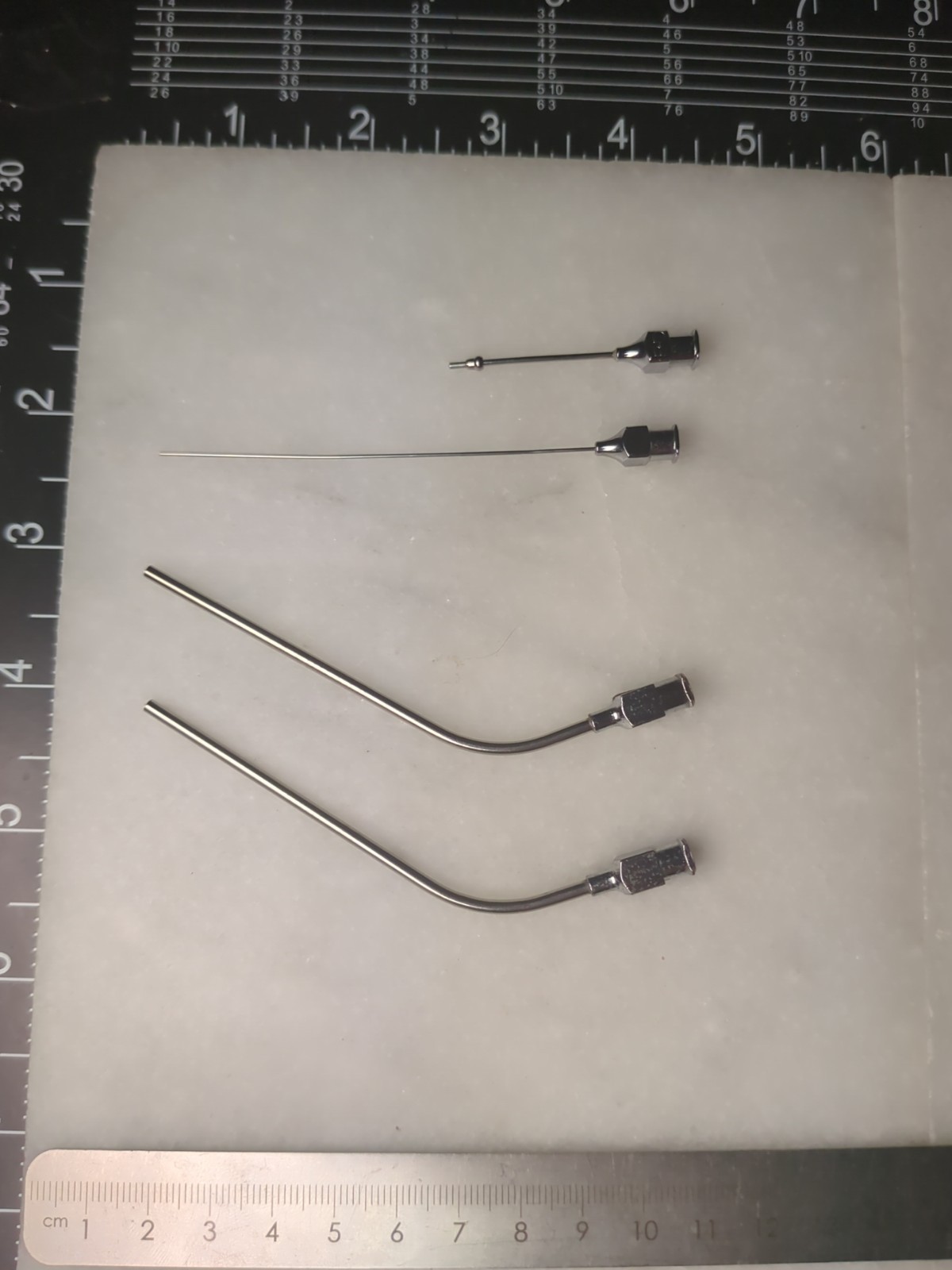 Lot Of 2 Frazier surgical suction tips, straight, and needle cannula