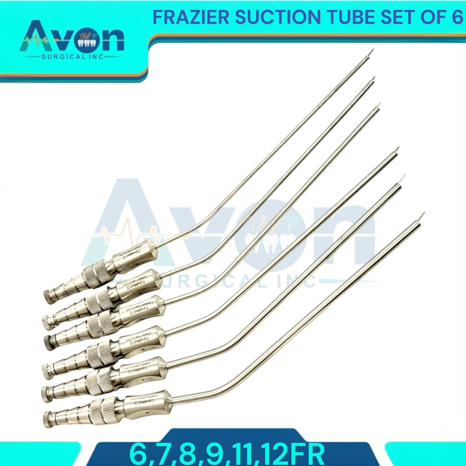 NEW GERMAN Frazier Suction tube set of 6 tubes! Dental ENT Surgical Instruments