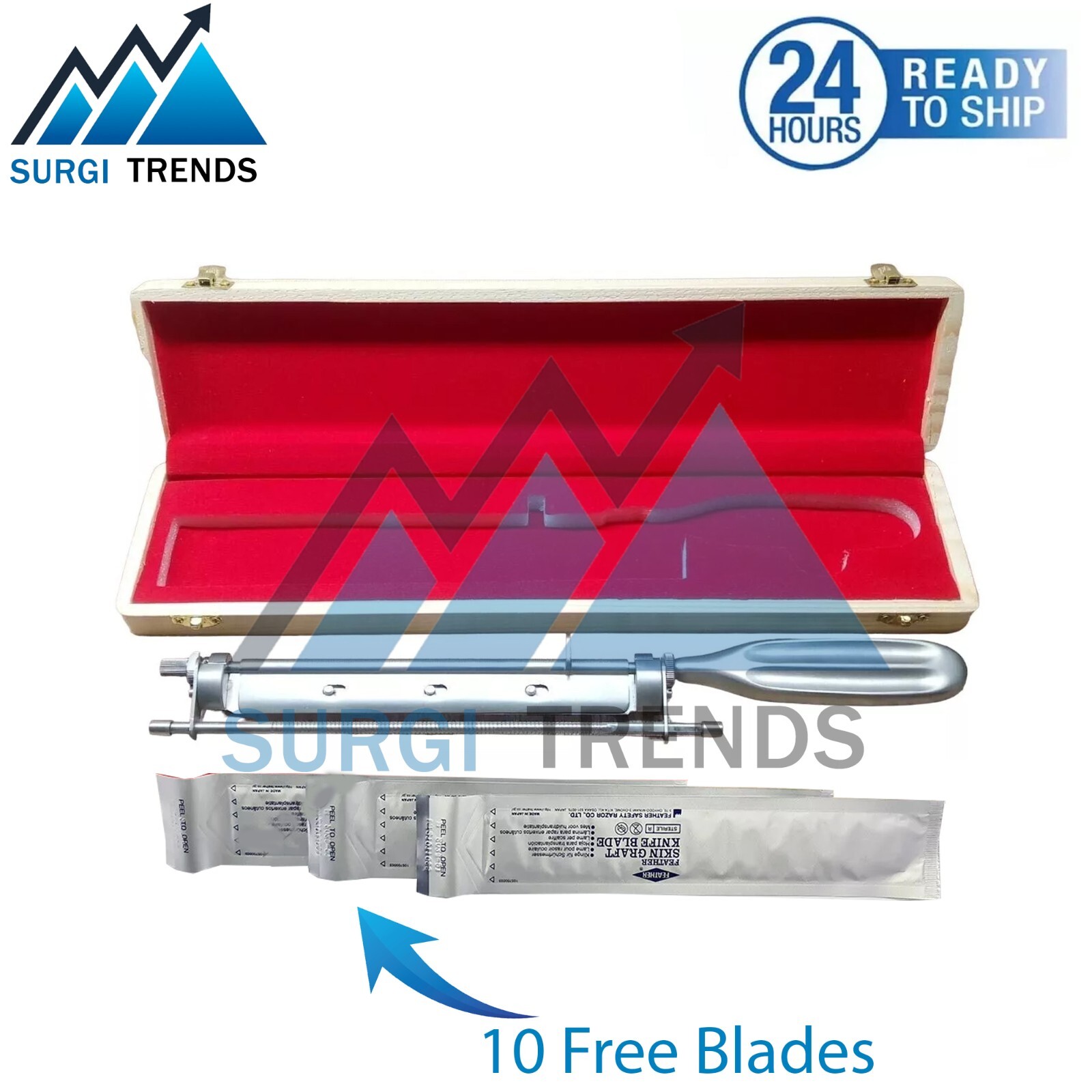Skin Graft Knife Handle Dermatome with 10 Free Blades surgical instruments