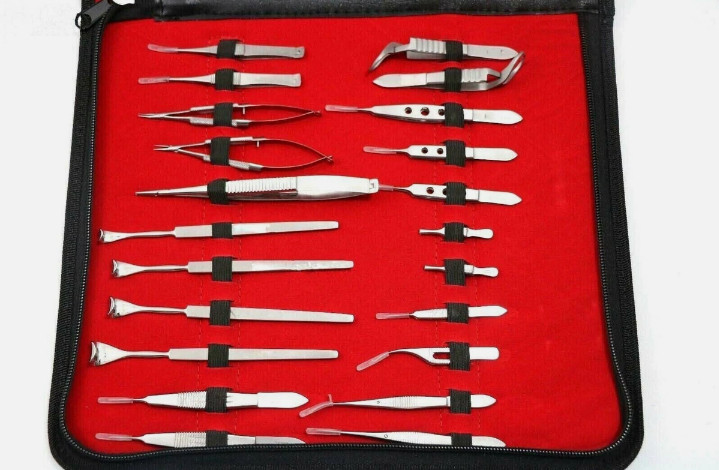 GERMAN 32 Pcs Ophthalmic Cataract Eye Micro Surgery Surgical Instruments SET Kit