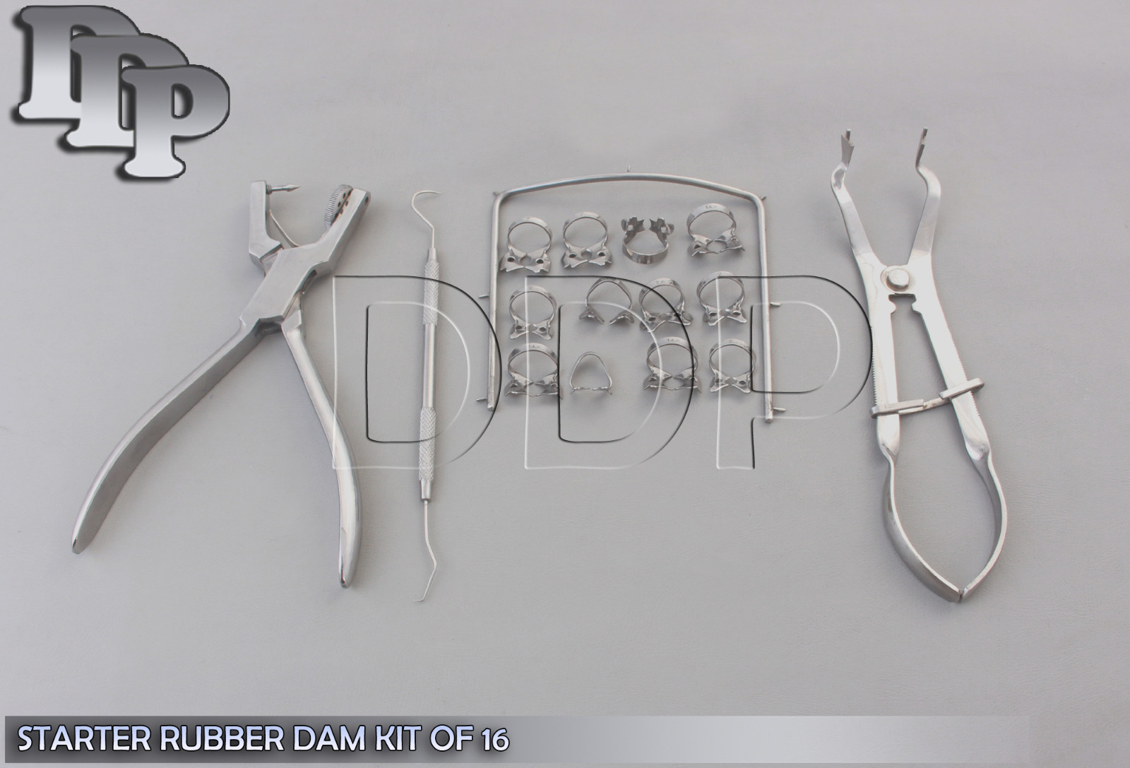 Basic Starter Rubber Dam Kit of 16 Dental Surgical Instruments