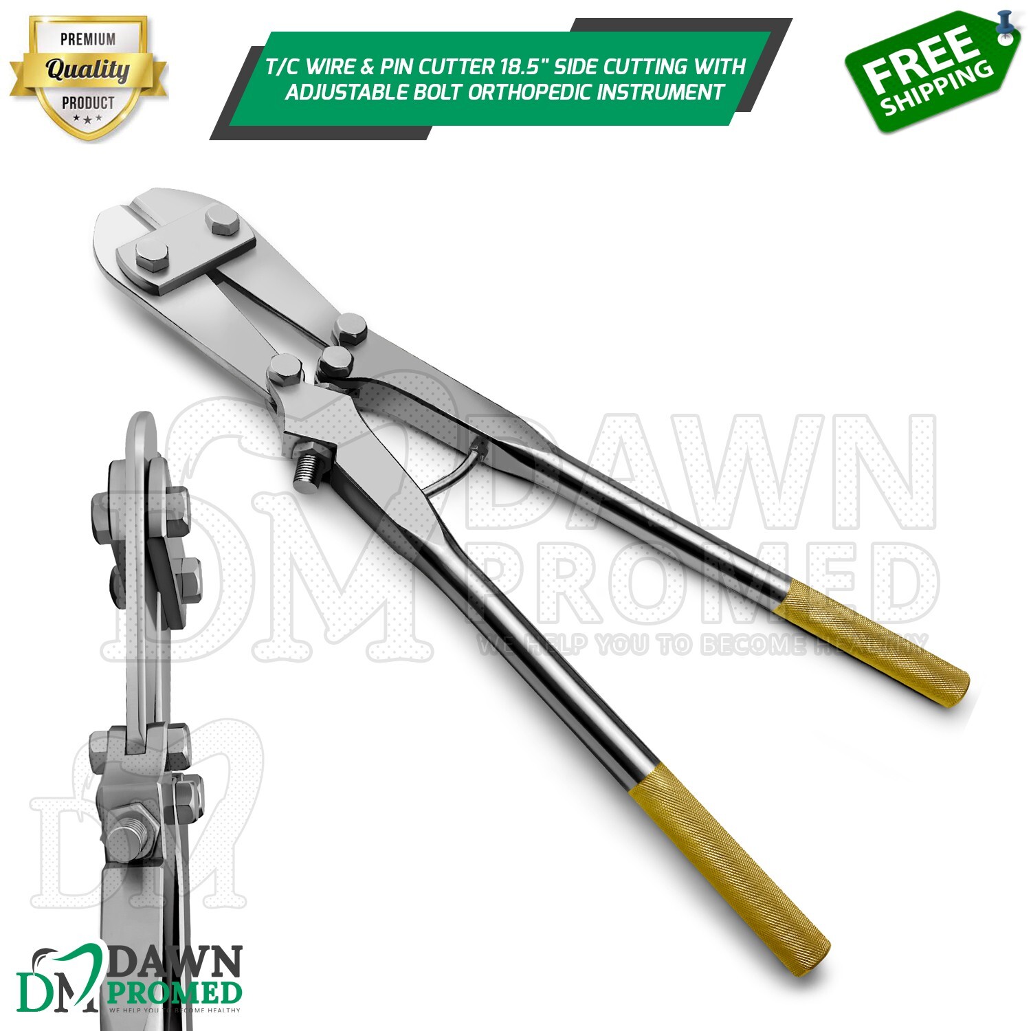 T/C Wire & Pin Cutter 18.5″ Side Cutting W/Adjustable Bolt Orthopedic German Gr