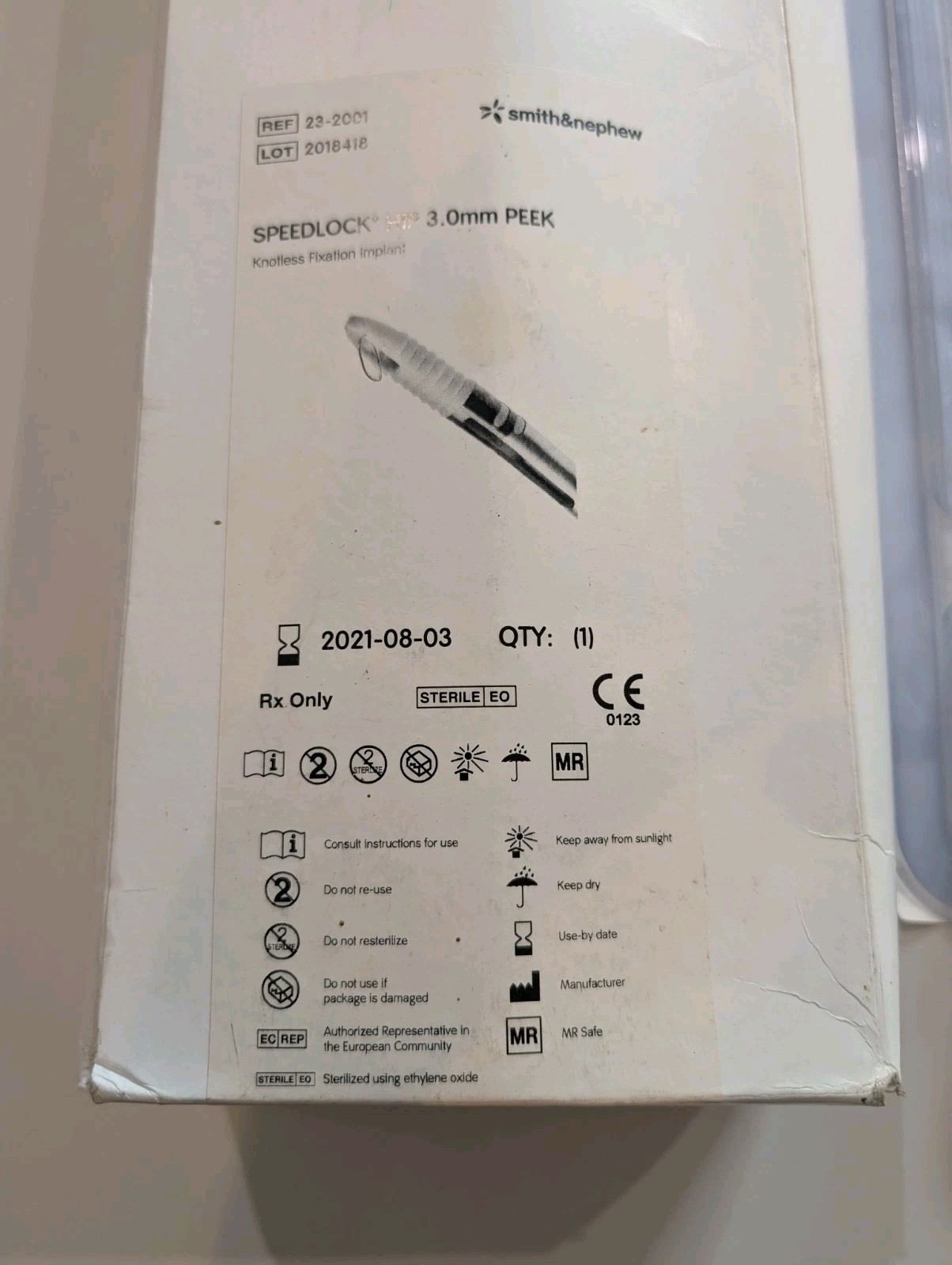 Smith & Nephew Speedlock HIP 3.0mm PEEK Knotless Fixation Implant 23-2001