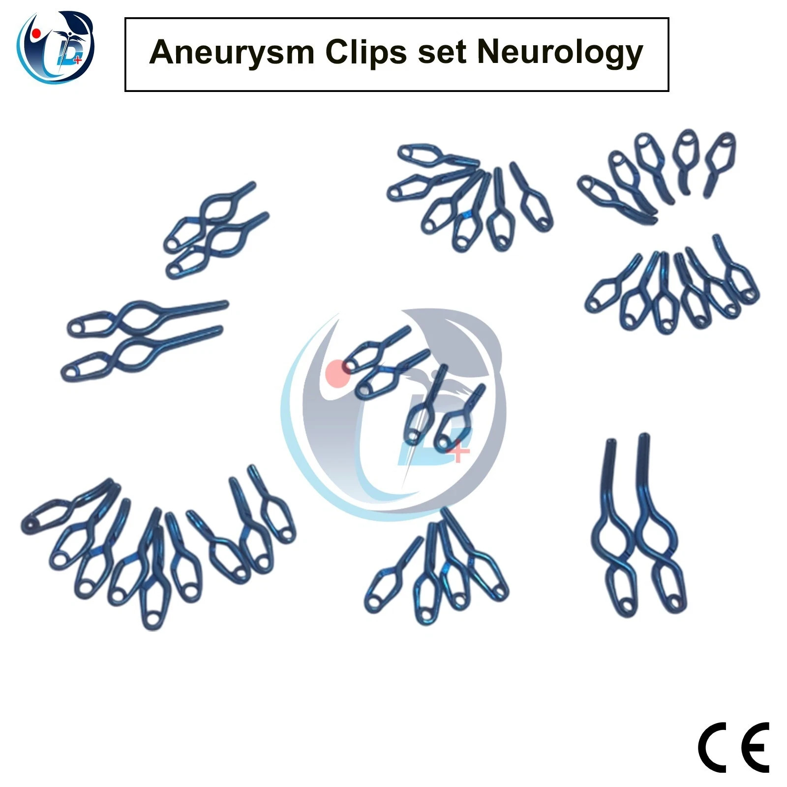 40 ANEURYSM TITANIUM CLIPS+3MICROSCISSORS SET+ROTATING CLIP APPLICATOR