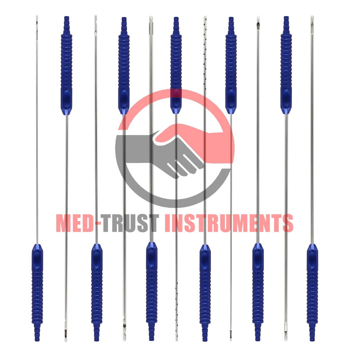 11 Pcs Liposuction Cannulas Fixed Handle Fat Transfer Cosmetic Surgery Kit Set