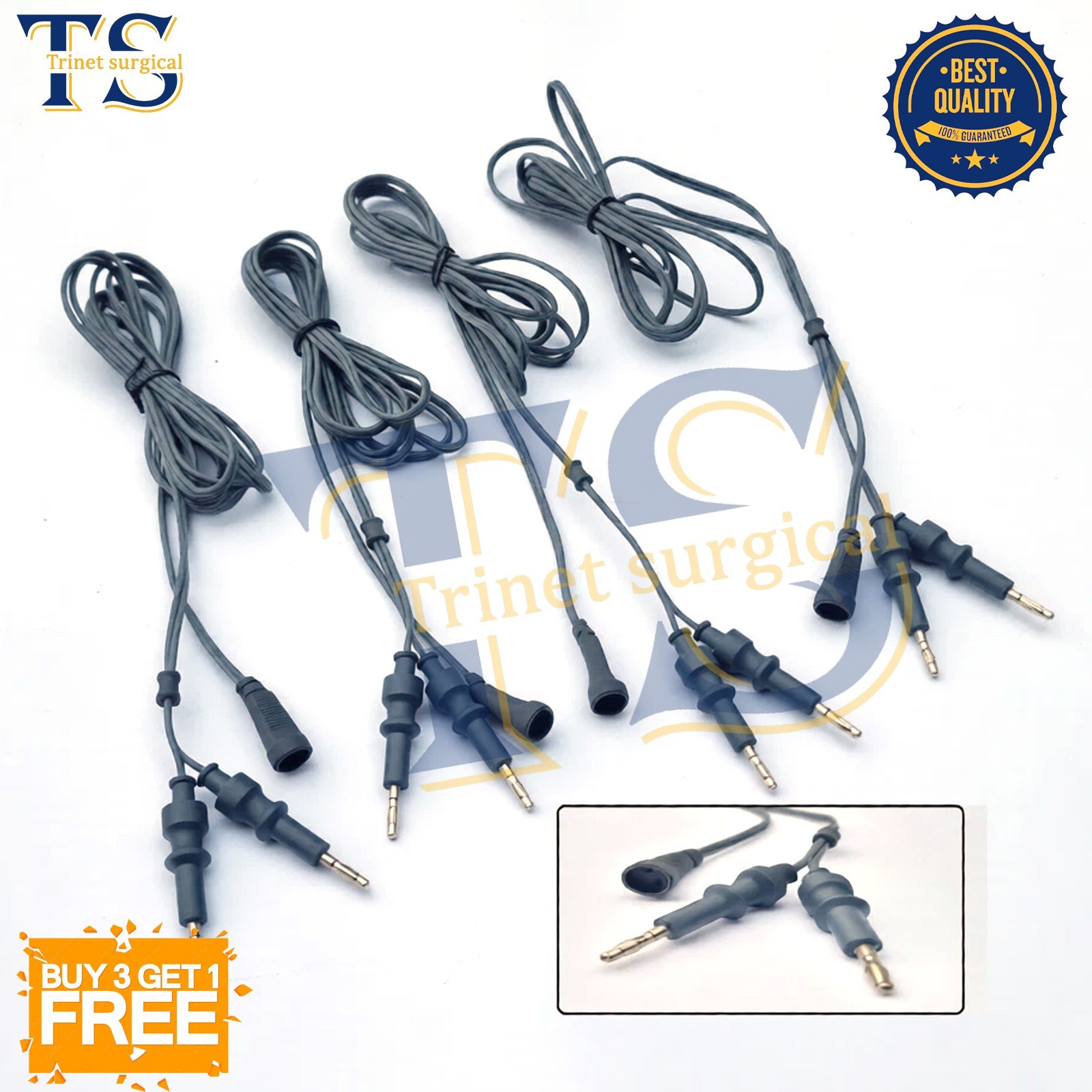 4x American US Two Pin Bipolar Cable Reusable, 3M Length Reusable 4MM Banana Pin