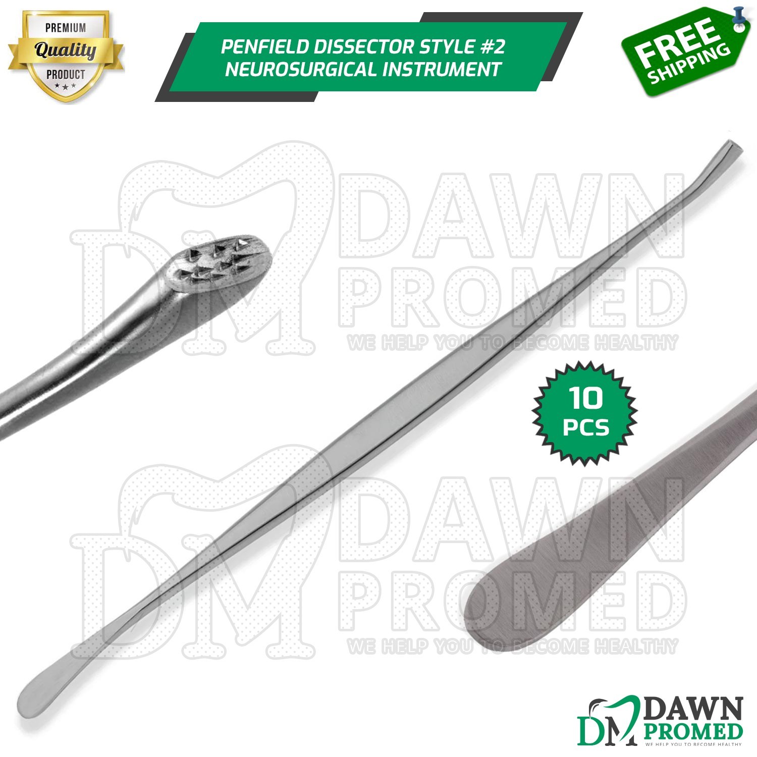10 Penfield Dissector Style 2 D.E Wax Packer 6mm Blunt Slightly Curved German Gr