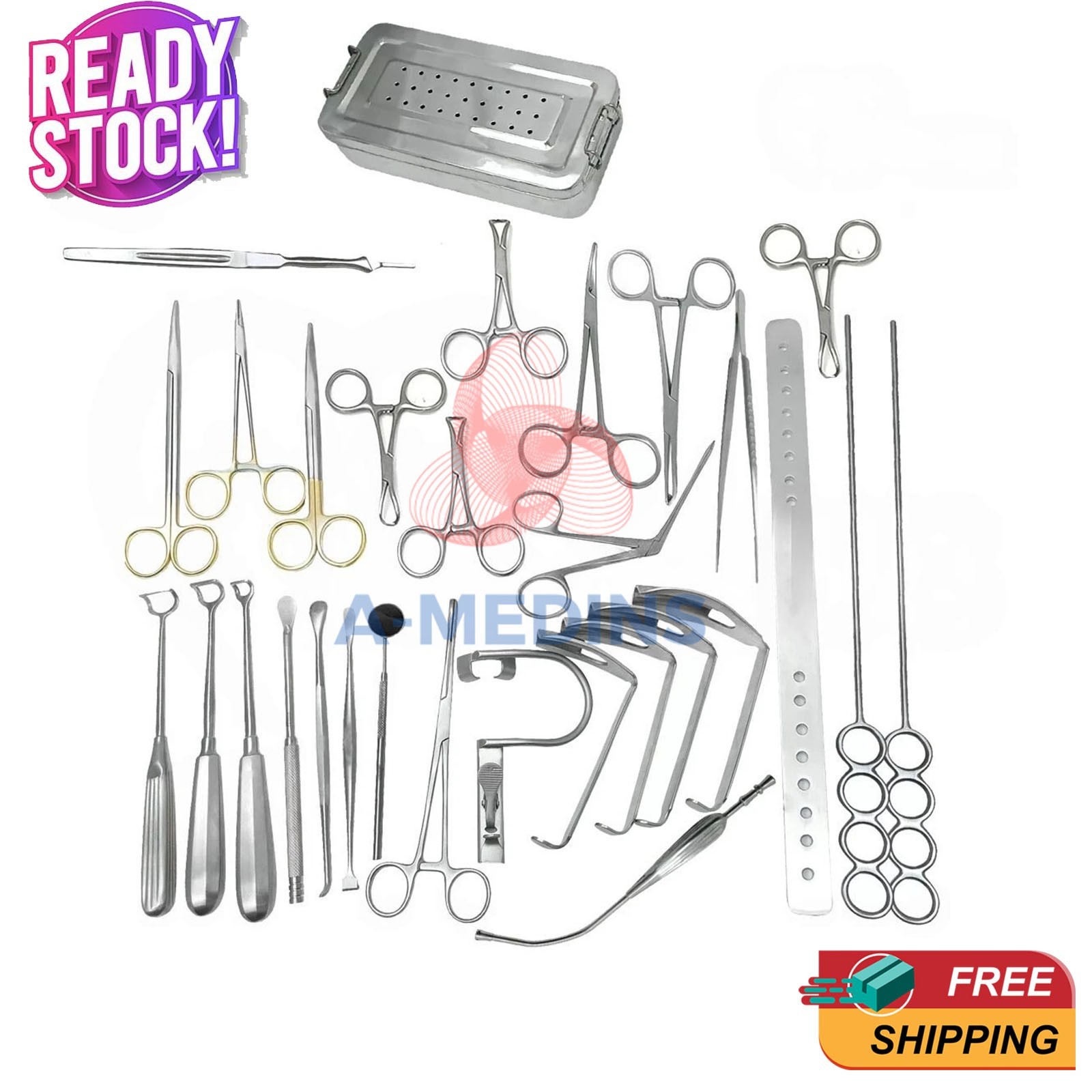 Tonsillectomy and Adenoidectomy 30 pcs kit Surgical Instruments Set with Box