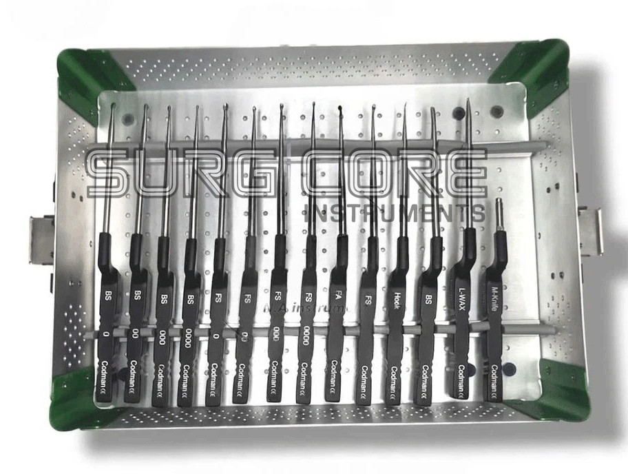 Lot Of 14 Codman Microdiscectomy Karlin Cervical Curettes Set With Tray
