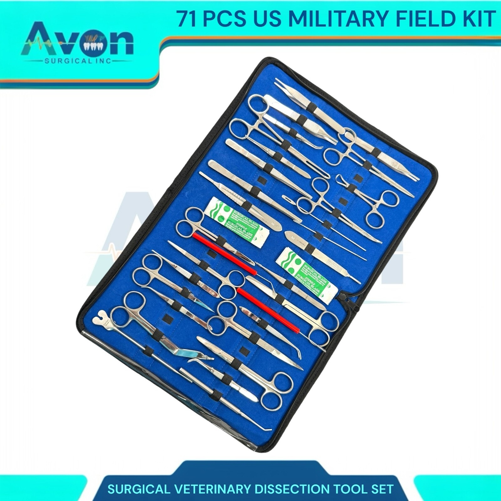 71 US MILITARY FIELD MINOR SURGERY SURGICAL INSTRUMENTS FORCEPS SCISSORS KIT