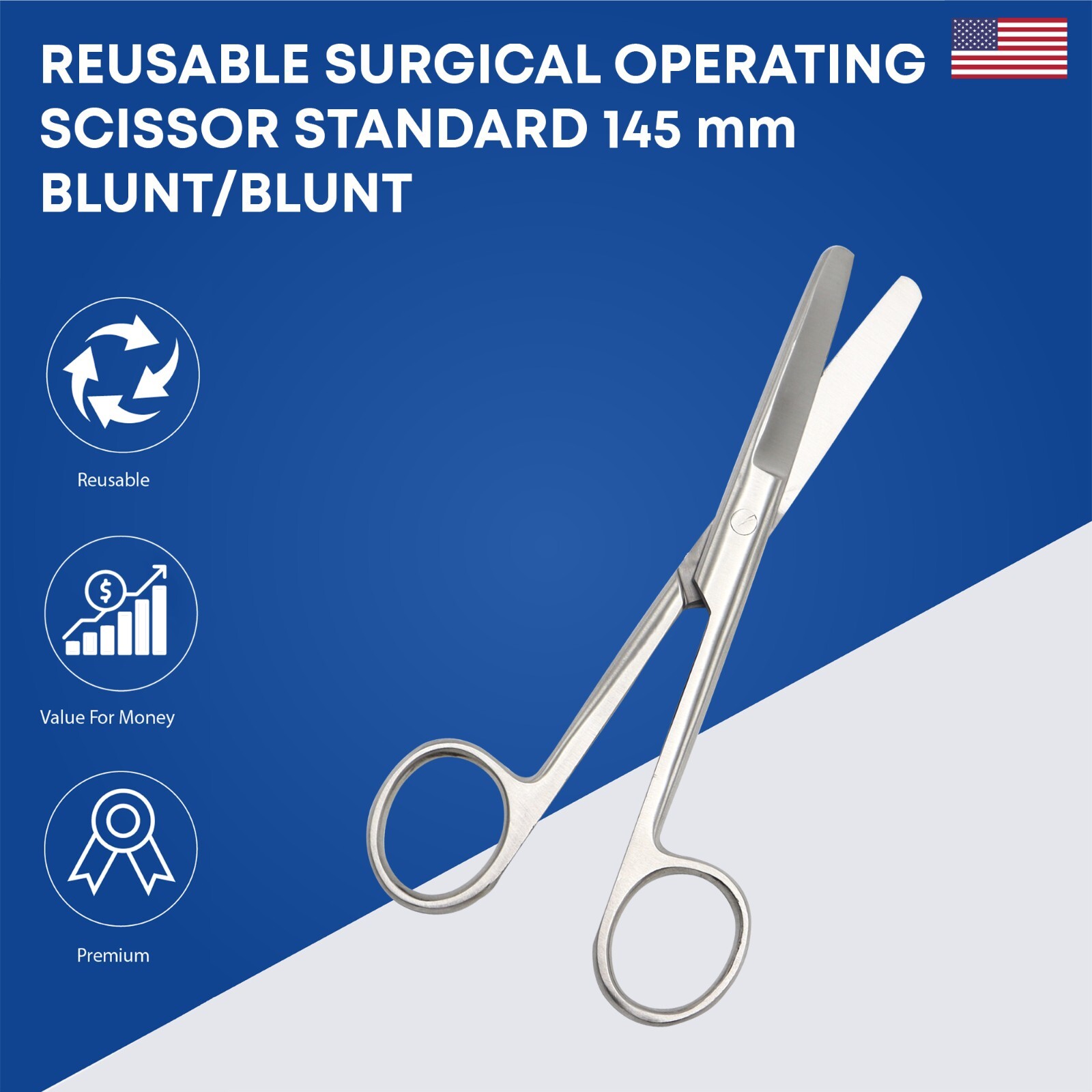 Surgical Operating Scissor Standard Straight 145mm Blunt/Blunt Surgical Tools