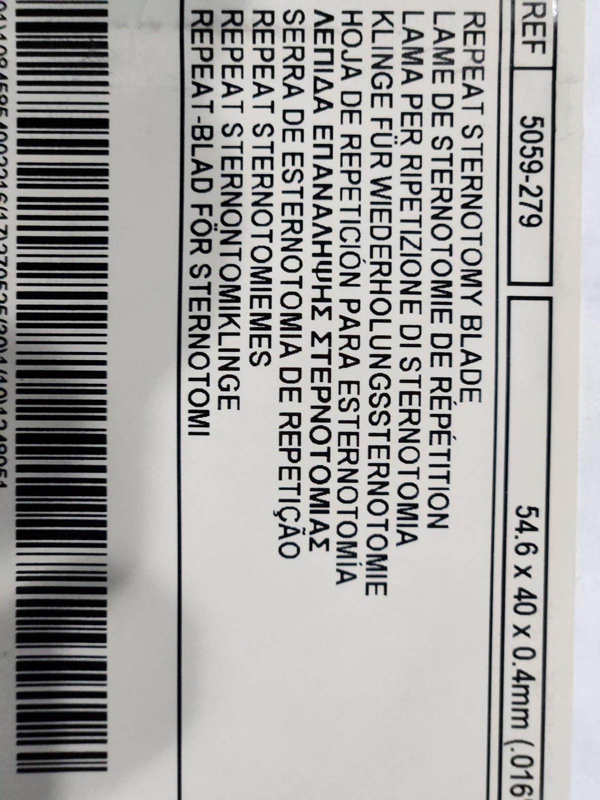 CONMED #5059-279 REPEAT STERNOTOMY TOOL 54.6X40X0.4 MM NEW IN DATE 2027EXP LOT/5
