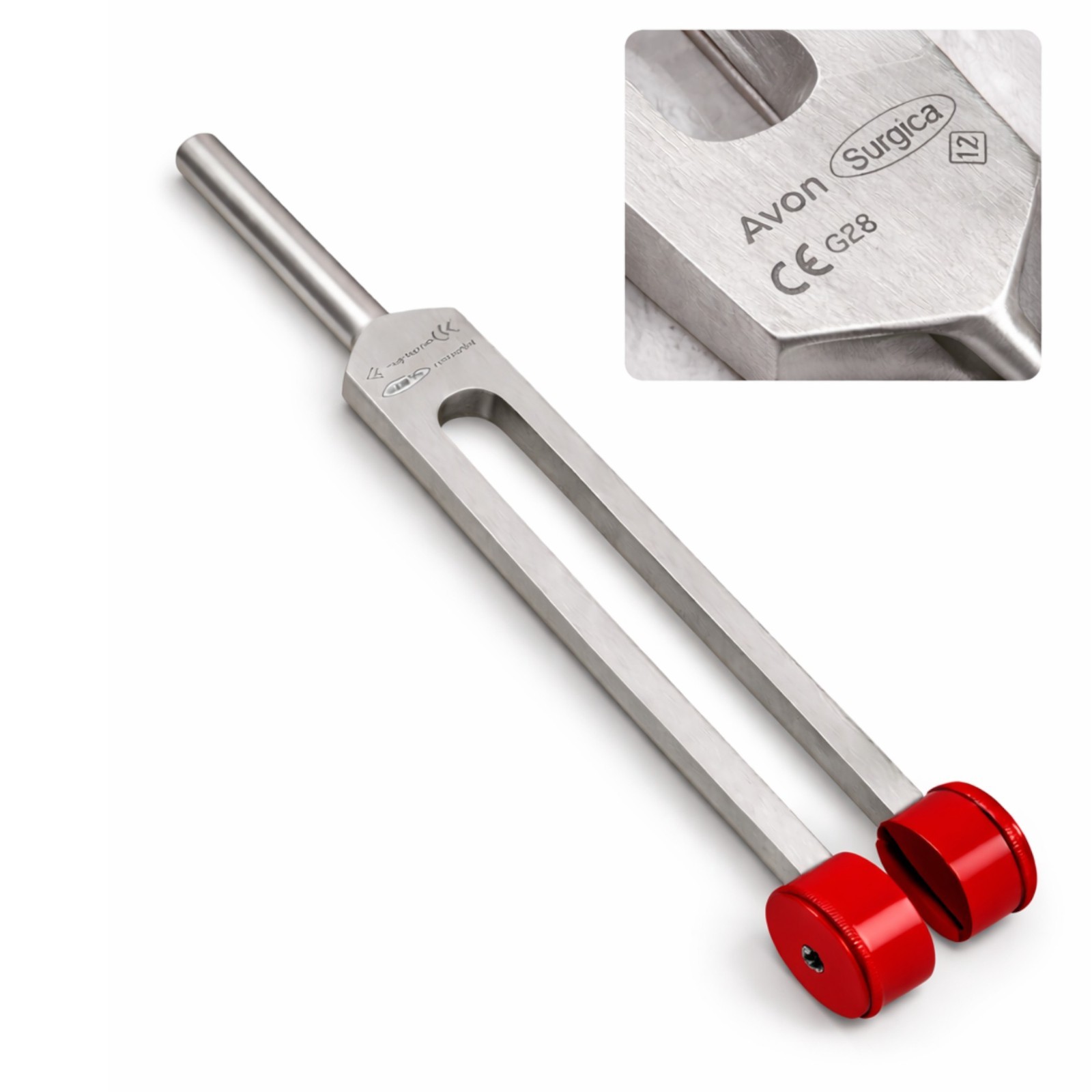 PREMIUM RED Tuning Fork With Weights – C 128 – SURGICAL MEDICAL INSTRUMENTS