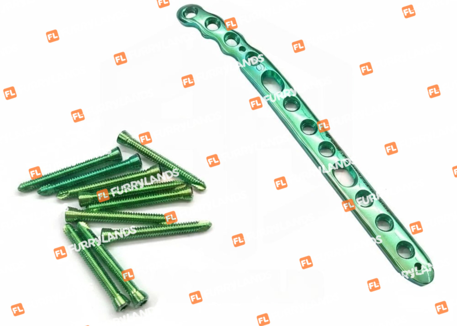 3.5mm Veterinary Distal Humerus Plate Set (10 Pcs) + 3.5mm LCP Screws 50 Pcs Ti