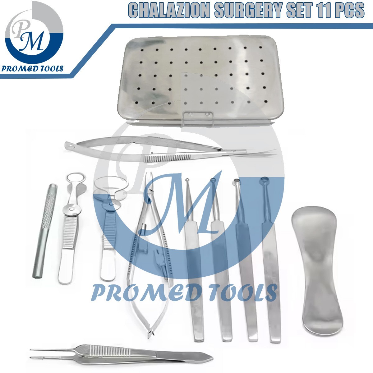 Chalazion Surgery Instruments Set 12 Pcs With Stainless Steel Box