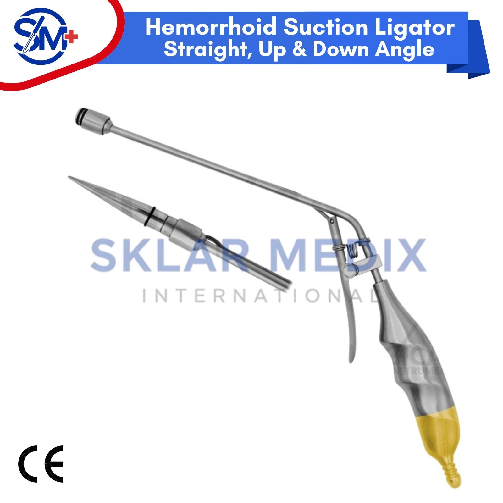Hemorrhoid Suction Ligator Straight Up Down & 100 Latex Band Surgical Instrument