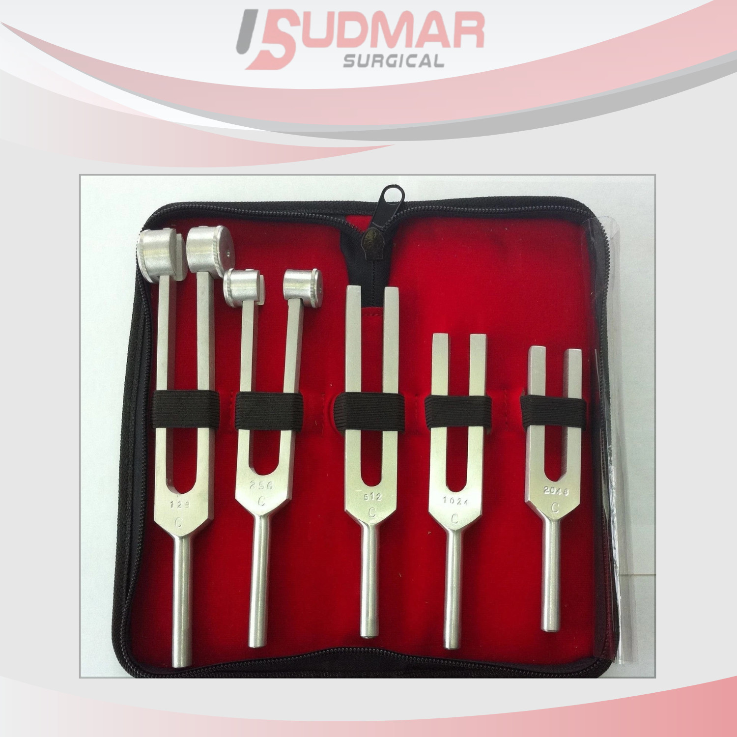 Tuning Fork Set of 5 Pcs Medical Surgical Diagnostic Instruments Carrying Case