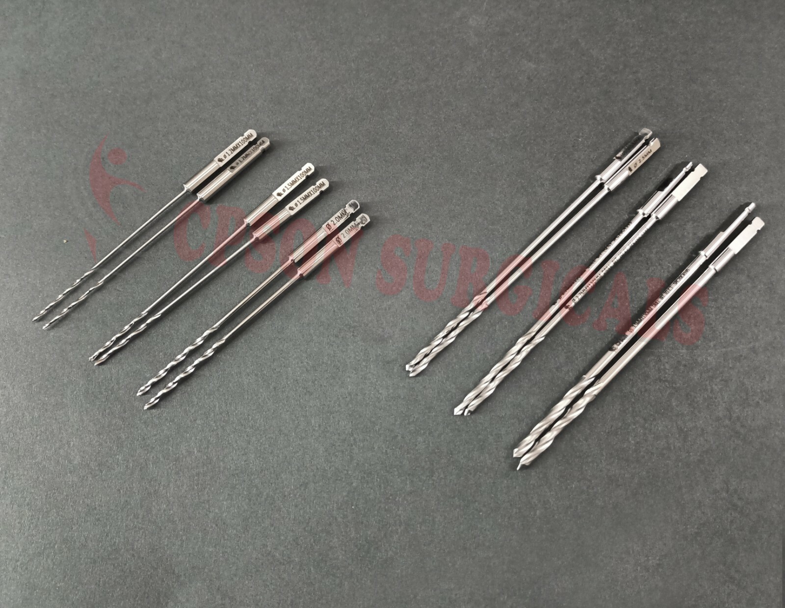 Veterinary QC Drill Bit 1.2, 1.5, 2.0, 2.5, 2.7 & 3.5mm -Set of 12pcs + Adapter
