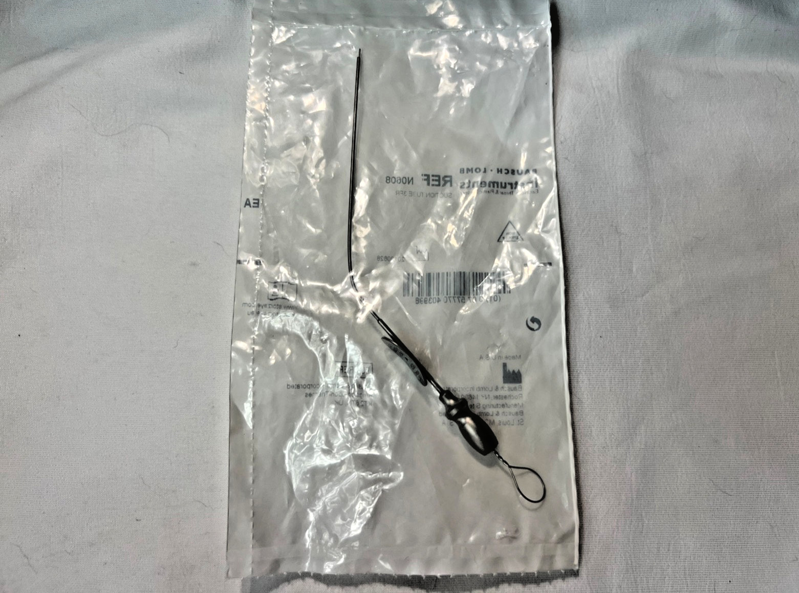 Storz Bausch & Lomb N0608 Baron Suction Tube 3FR w/ Thumb Plate & Cutoff 5.1″ L