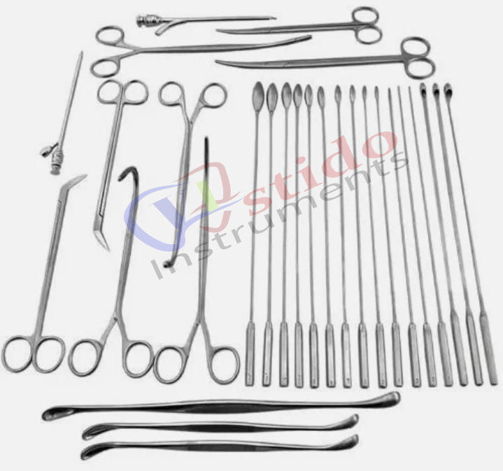 General Surgery Cholecystectomy Surgical Instrument Set of 25 Pieces