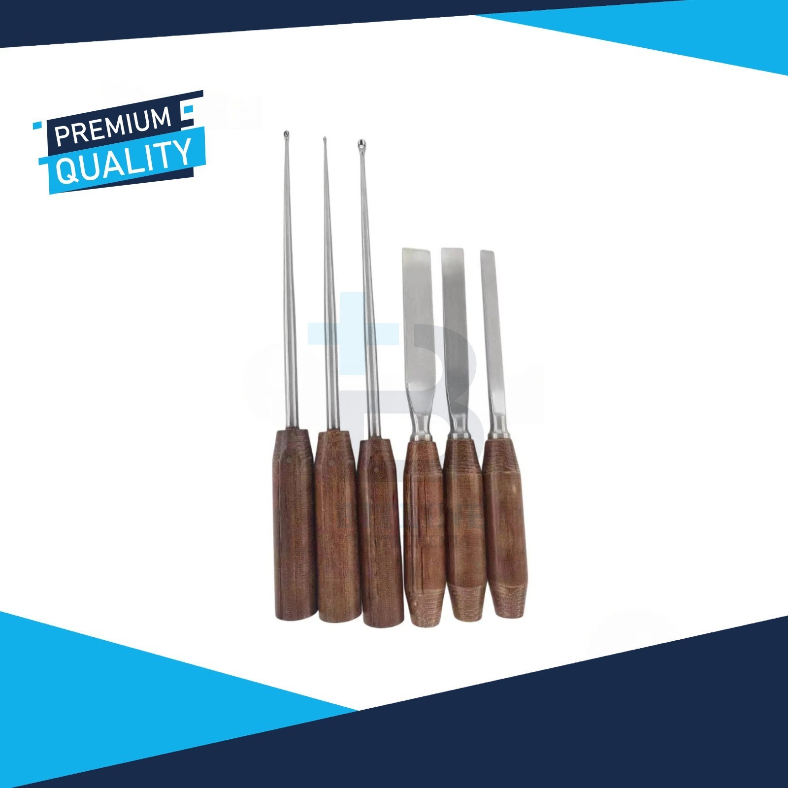 Orthopedic Bone Chisel Bone Curette Surgical Instruments Fiber Handle 6 PCS Set