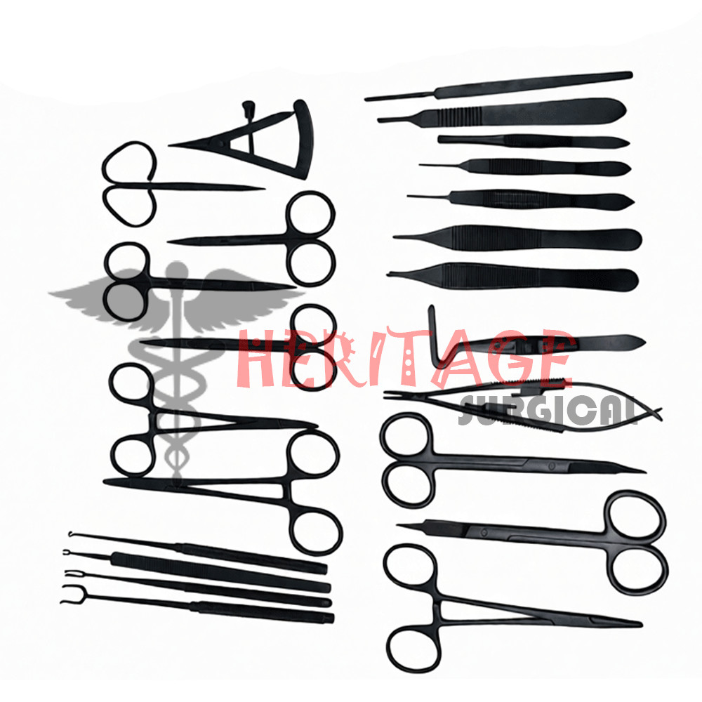 Blepharoplasty Instruments Set – Black | Plastic & Eye Surgery Kit with Box