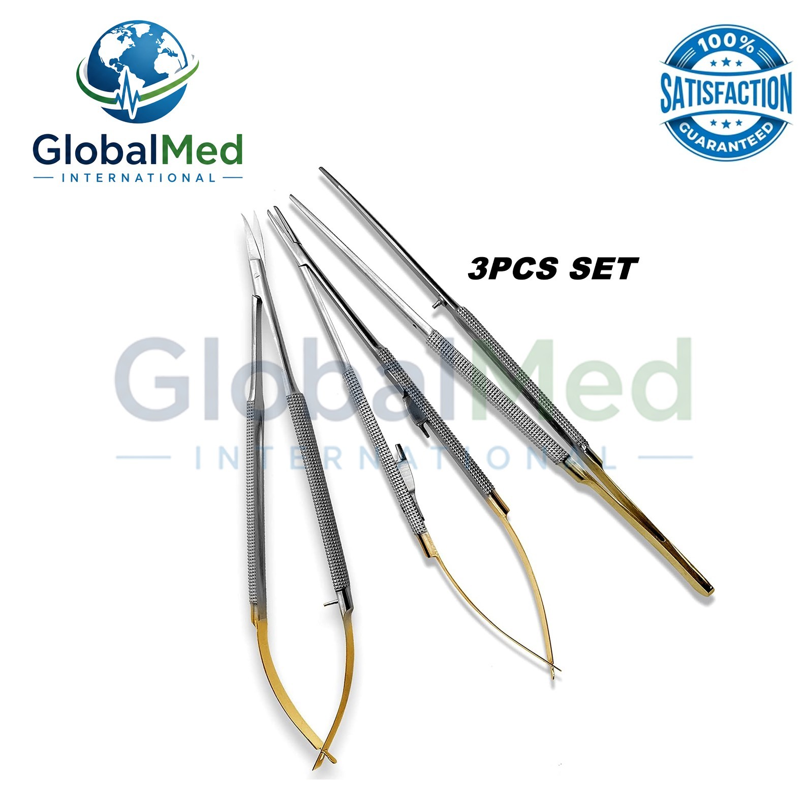 3 PCS GERMAN CASTROVIEJO MICRO SURGERY NEEDLE HOLDER TC Forceps Dental Eye Set