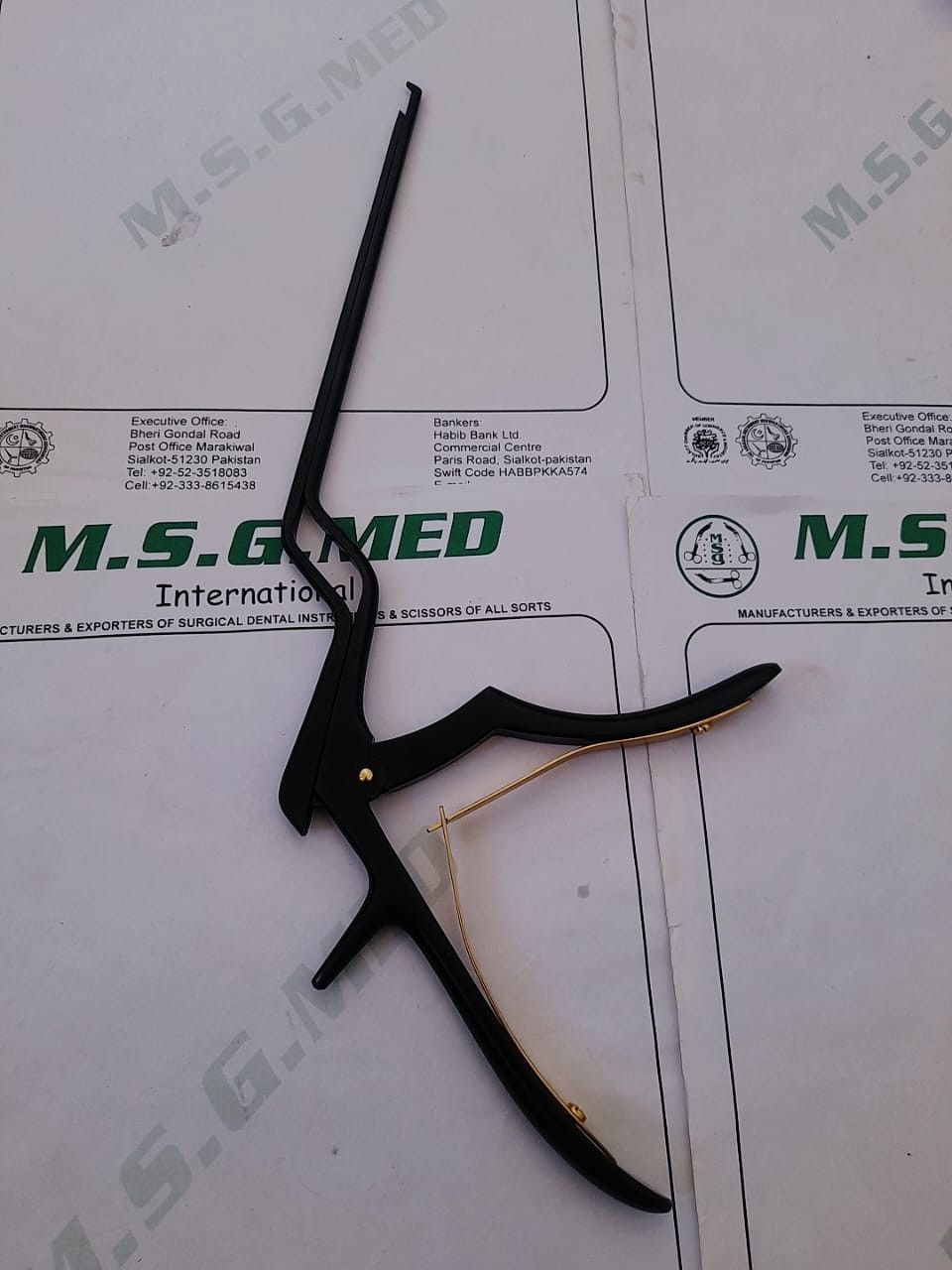 Mercian Orthopedic Bayonet Kerrison Punch UPWARD Jaw Angle 20cm Black Coated