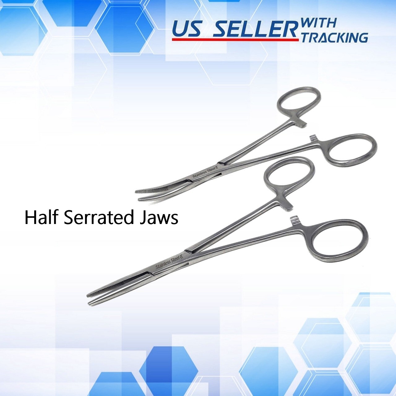 NEW 2 PREMIUM Kelly Hemostat Forceps 5.5″ STRAIGHT + Curved Surgical Stainless