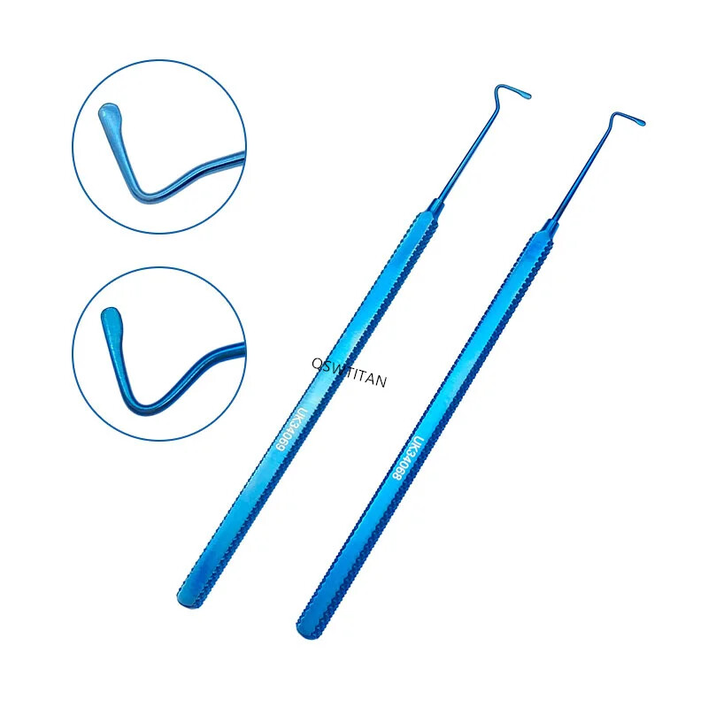 Ophthalmic Muscle Hook 1.5mm/ 2.0mm Bulbous Tip Titanium Eye Surgical Instrument