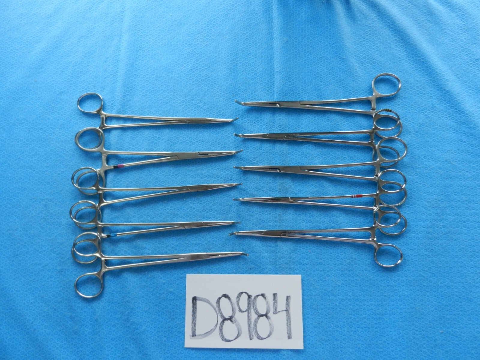 D8984 Codman Aesculap V.Mueller Lot of 10 Curved Forceps Approx. 19cm